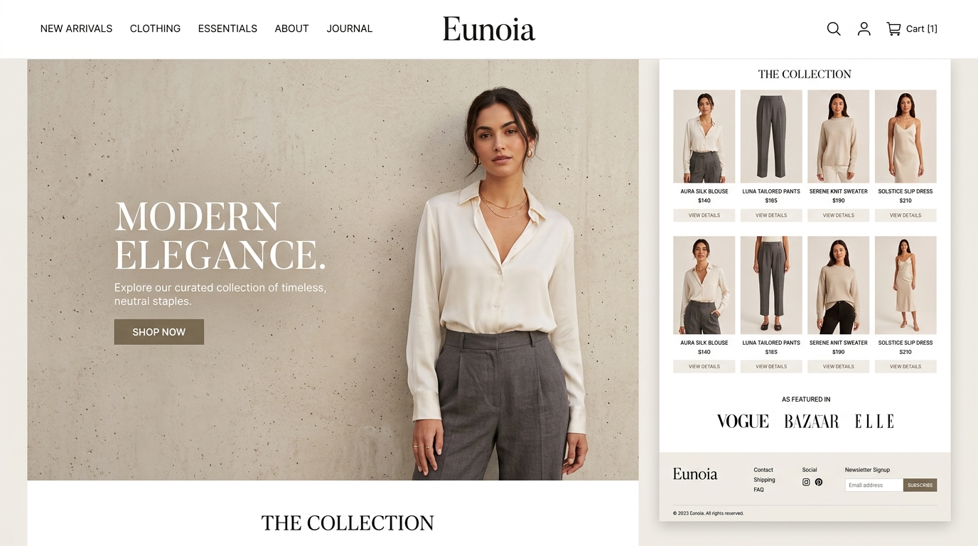 Eunoia Apparel Shopify Store Mockup